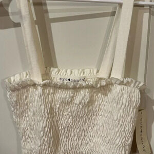 NWT Eye Candy Ivory Ruched Tank size medium